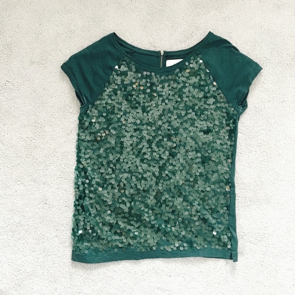 Loft Sequined Short Sleeve Top